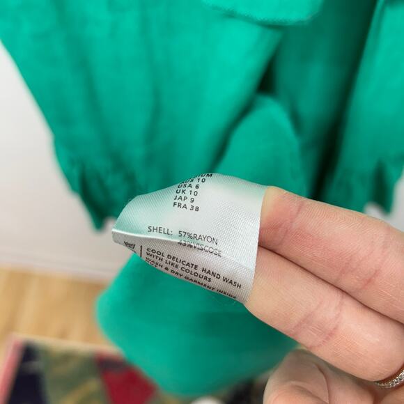 $135 Hello Molly Tie Slit Friendship Gardens Maxi Dress Emerald Green Medium / 6 - Picture 8 of 8